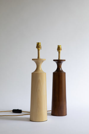 Stylish wooden Martin lamps in two finishes: dark mahogany and warm oak