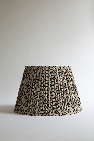 Classic gathered lampshade in geometric black and cream design