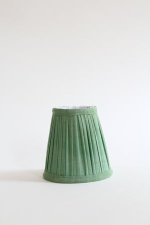 Gathered Candleshades in Soft Green Linen