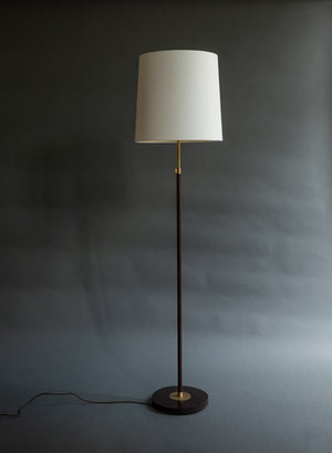Standard lamp fully adjustable in wood and brass and black metal and brass
