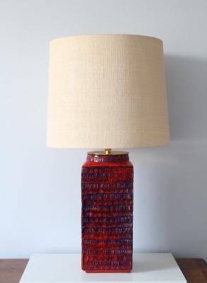 Dark red glazed ceramic table lamp