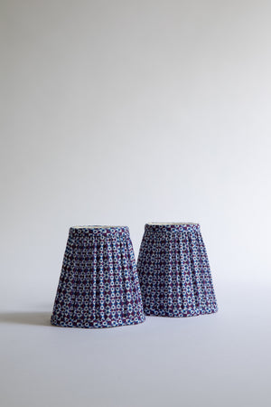 Pair of Scalloped Candleshades in Blue Mosaic