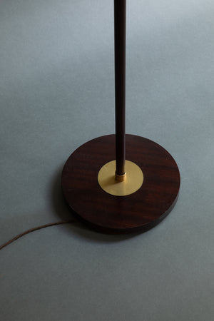 wood and brass adjustable floor lamp
